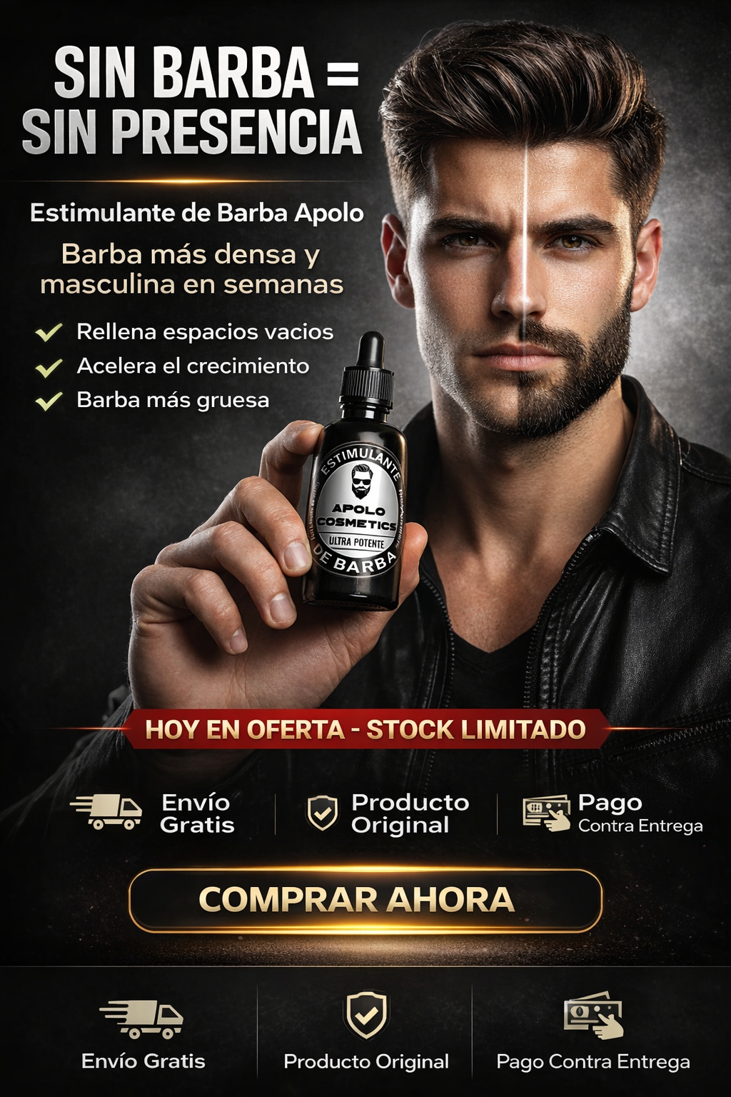 Estimulante De Barba Apolo -  Barba completa y uniforme